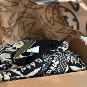 FARM Rio Black and Cream Floral Sweater